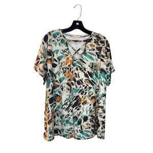 Southern Stitch Soft Animal Print Shirt with crisscross design on chest